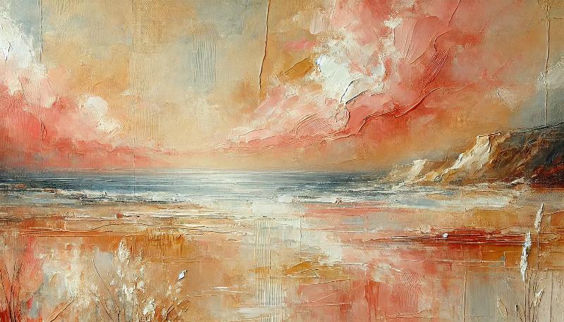 Peinture de désert favorisant la méditation et l’inspiration, avec des couleurs apaisantes et une composition sereine.